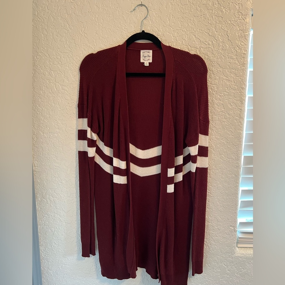 Hippie rose maroon with white stripes cardigan!